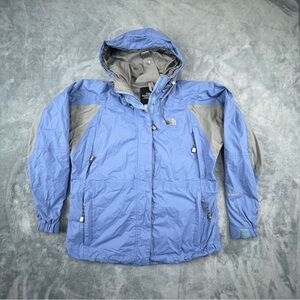 The North Face Hyvent Hooded Shell Jacket Women's Small, Blue And Grey